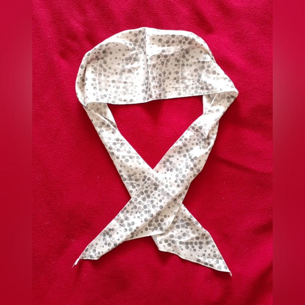 2/$20! Silk spring scarf with white/silver polka dot printed design